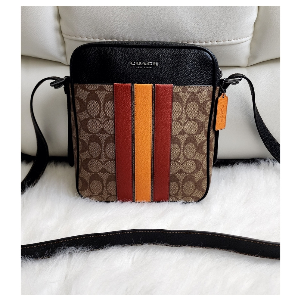 Coach Hudson Crossbody in Signature Canvas and Varsity Stripe